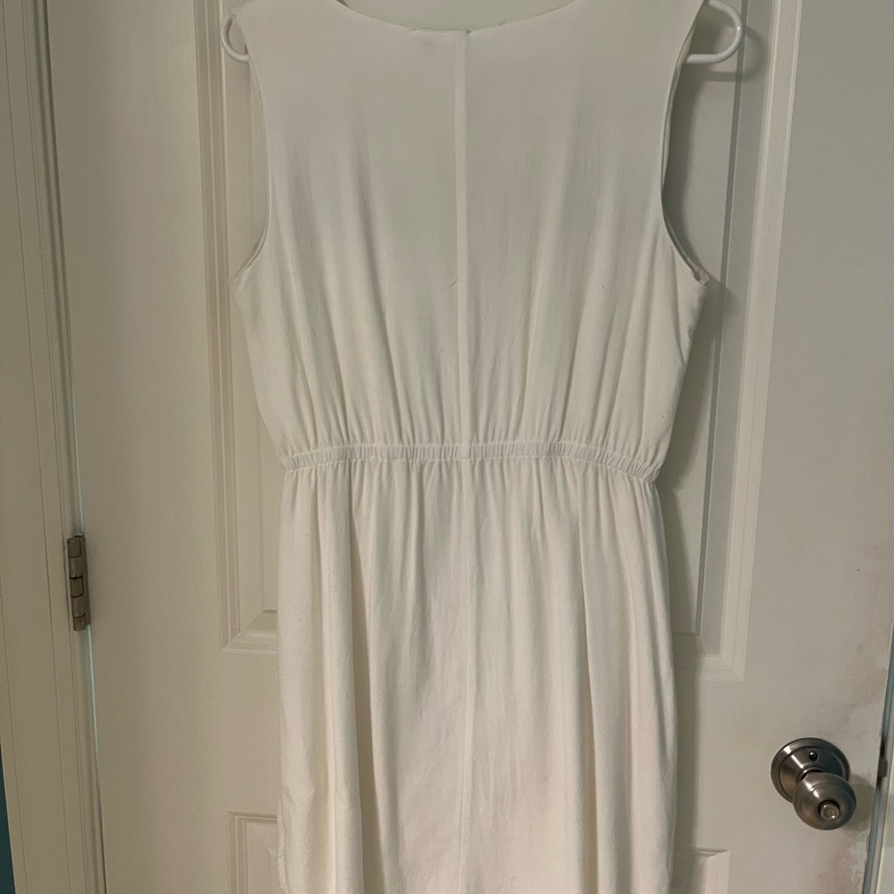 White Dress with Blue Embroidery - Picture 2 of 6